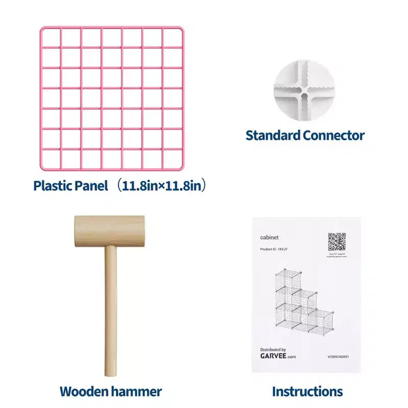 Étagère modulaire à 6 cubes en treillis métallique – Noir, bleu, gris, rose et blanc | Rangement DIY pour 1