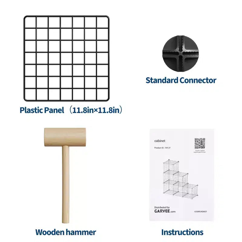 Étagère modulaire à 6 cubes en treillis métallique – Noir, bleu, gris, rose et blanc | Rangement DIY pour 1