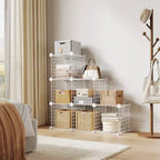 Étagère modulaire à 6 cubes en treillis métallique – Noir, bleu, gris, rose et blanc | Rangement DIY pour 1