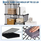 Étagère modulaire à 6 cubes en treillis métallique – Noir, bleu, gris, rose et blanc | Rangement DIY pour 1