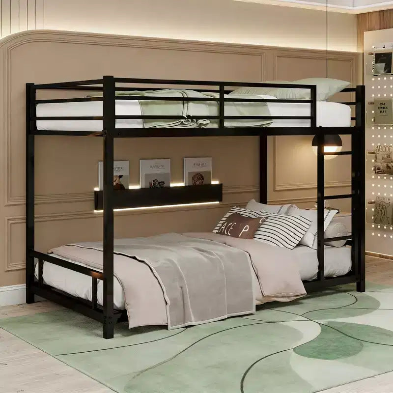 Luxystar Twin over Twin Metal Bunk Bed With GuardrailConvertible 2 Beds