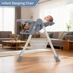 Chaise haute pliable pour 1 enfant, Champagne/Gris foncé/Gris clair, Rembourrée, Dossier et tablette réglables