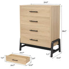 Commode noire / chêne naturel à 4 tiroirs, individuelle