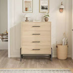 Commode noire / chêne naturel à 4 tiroirs, individuelle