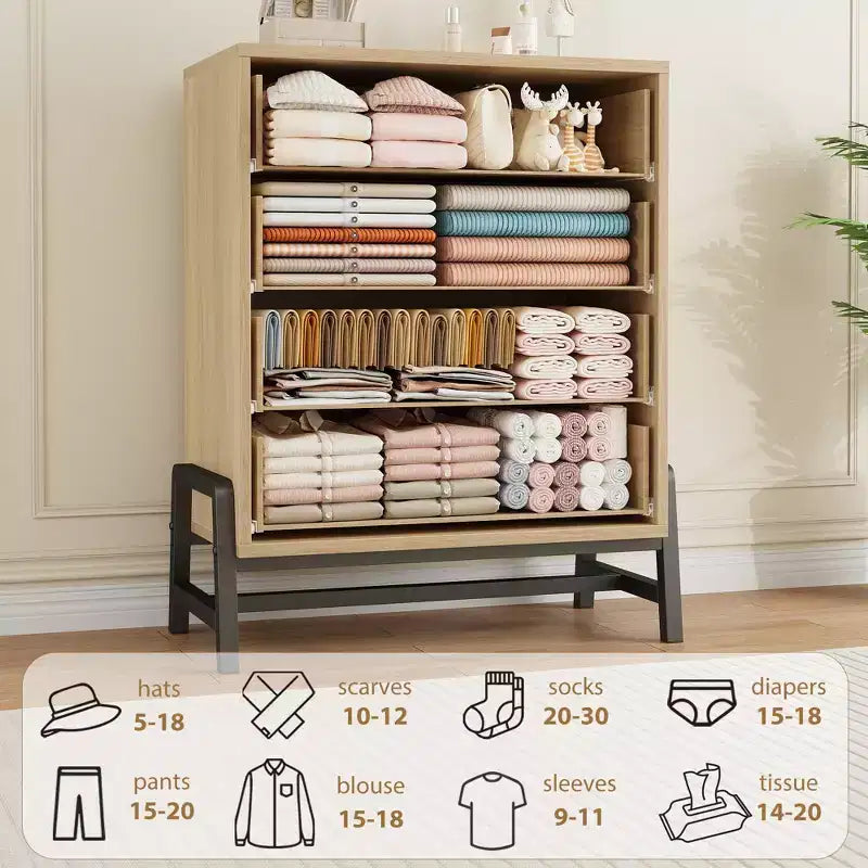 Commode noire / chêne naturel à 4 tiroirs, individuelle