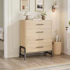 Commode noire / chêne naturel à 4 tiroirs, individuelle