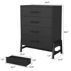 Commode noire / chêne naturel à 4 tiroirs, individuelle