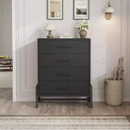 Commode noire / chêne naturel à 4 tiroirs, individuelle