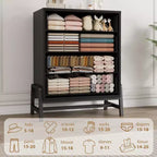 Commode noire / chêne naturel à 4 tiroirs, individuelle