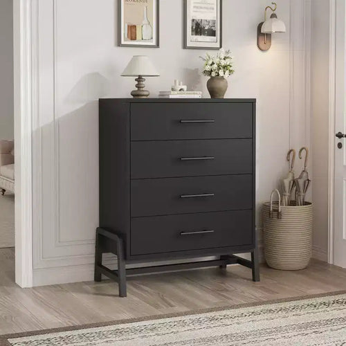 Garvee 4 Dresser for Bedroom, 38.6 in Tall Dresser, Tall Drawer with Storage Freestanding, Wooden Closet Storage Chest for Living Room, Bedroom