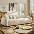 Modern Cream White Chenille Cloud Couch, Ultra-Thick High Resilience Cushion with 3 Matching Pillows, 3-Seater Couch Sofa for Living Room-Morden Fort
