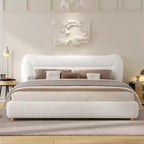 Christopher Knight Home Joelle Modern Curved Rubberwood Teddy Fleece Upholstered Bed